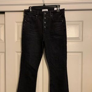 High waist flare crop black jeans